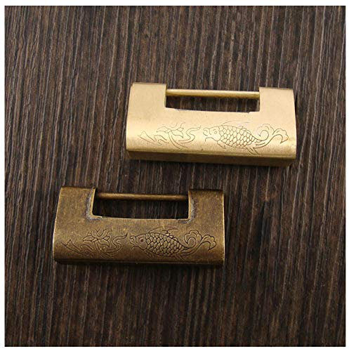 Serratura in ottone, serratura antica, lucchetto orizzontale, vecchia serratura piccola, serratura a catenaccio orizzontale-Ottone