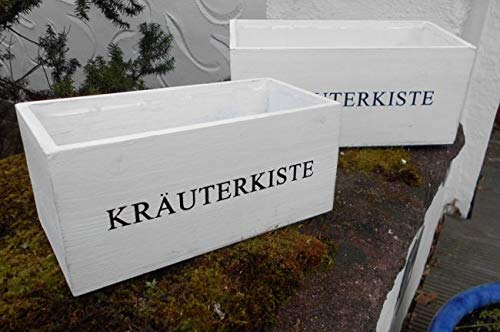 Deko-Impresion Kräuterkiste 2er Set Blumentöpfe Pflanzkisten Holz Weiss 27 + 22 cm