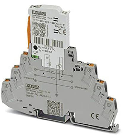 PHOENIX CONTACT TTC-6P-1X2-48DC-PT-I Überspannungsschutz, Bestehend aus Schutzstecker und Basiselement, mit Integrierter Statusanzeige für einen 2-adrigen Erdpotenzialfrei Betriebenen Signalkreis
