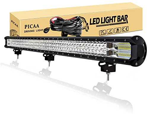 PICAA Led Arbeitsscheinwerfer 45 Zoll 114CM 612W Lichtbalken 12V Mit Kabelbaum Zusatzscheinwerfer Bar Spot Flutlicht Arbeit Licht Bar für SUV Offroad ATV UTV Traktor 4x4 Auto