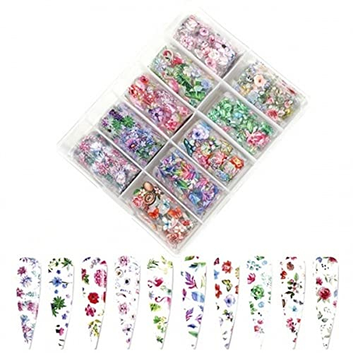 Nailart - Transferfolie - Folienset - 10 Folien - Blumen - Flower - Blüten - 1400-Box-008