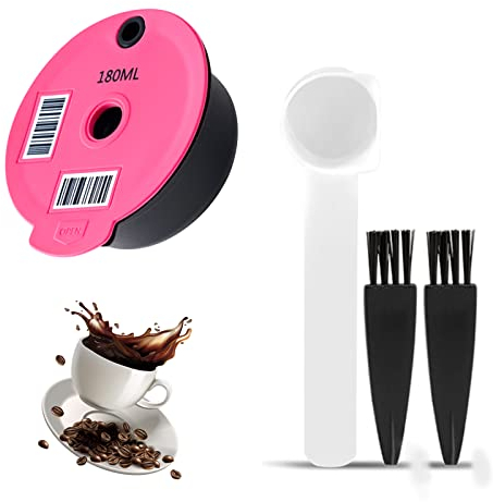 Nachfüllbare Kaffeekapselbecher aus Kunststoff Wiederverwendbarer Kaffee, Nachfüllbare Kaffeekapseln für Boschs. Kompatibel mit Tassimo-Maschinen mit lesbarem Barcode (Rose Rot, 180ml)