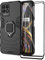 GOKEN Funda para realme 8i (realme 8 i) y 2 Cristal Templado, PC + TPU Silicona Tough Armor Protección Carcasa, Robusta Antigolpes Estuche con 360° Magnético Anillo Kickstand, Negro