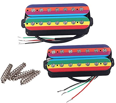 ZENGXUE Premium Alnico V E-Gitarren-Pickups Double Coil Pickup Set 7 Saiten Farbig Humbucker Tonabnehmer Set