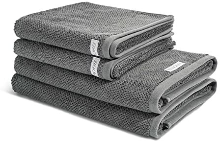 Ross - 4 teiliges Frottier-Set - Selection Bio-Baumwolle (2 X Handtuch 2 X Duschtuch im Set) - 540 g/m2 - Baumwolle - Frottee - saugstark - weich und flauschig - Schiefer