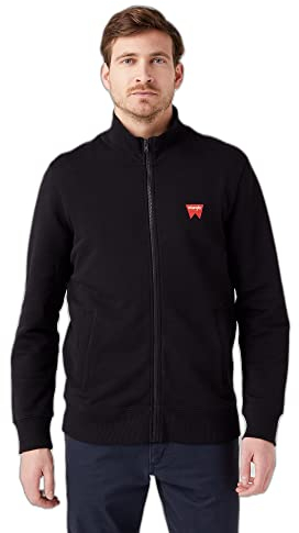 Wrangler Men's Funnel Neck Zip Sweatshirt, Black, S