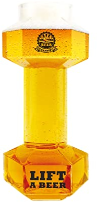 Winkee - Hantel Bierglas - 0,68 Liter I Personalisiertes Bier Geschenk für Männer I Lustige Geschenke I Halbes Helles oder Pilsener I Bier Training