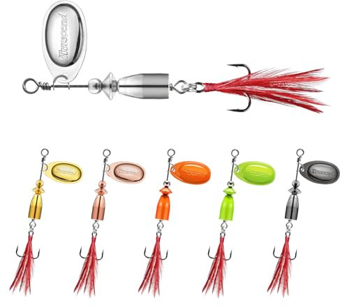 TRUSCEND Angelköder Spinnerbait mit Hahnschwanz Messing Körper Spinner Köder Kit für Barsch Forelle Lachs Zander Hartmetall Swimbaits für Süßwasser & Salzwasser Angelausrüstung Geschenke für Männer