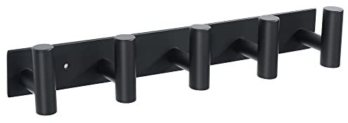 Mooche Patère Murale avec 5 Crochets Pratique, en Acier Inoxydable, Longueur 36 CM, Robuste et Durable, Porte Manteau Mural Noir Pour Suspendre des Serviettes, des Vêtements
