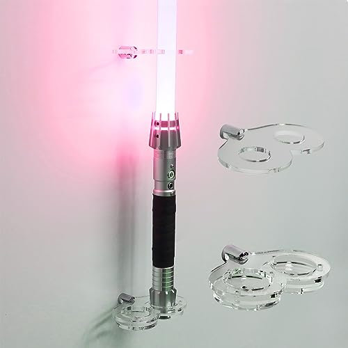 HHUXIUE Lichtschwert Wandhalterung Lichtschwert Ständer Schwert Regal Geeignet für Lichtschwert Ständer Lichtschwert Display Schwerter Lichtschwert Schwert Wandhalterung (Transparent 2 Löcher)
