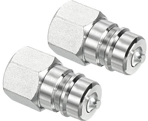 PATIKIL Hidráulico Rápida Conexión Acoplador, 2 Paquete Carbono Acero G1/2 Hembra 0.85 OD Tubo Montaje Enchufe Adaptador para Construcción Agricultura, Plata