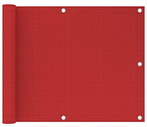 HIGSOSE Brise-Vue pour Balcon 75x300 cm Rouge PEHD Respirant Couverture de Confidentialité Écran de Jardin Résistant à Moisissure et aux UV Auvent Extérieur Structure en Tissu Ouvert