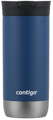 Contigo Huron 2.0 Edelstahl-Reisebecher, vakuumisolierter Metallbecher für Kaffee und Tee mit auslaufsicherem Deckel, Blue Corn, 473 ml