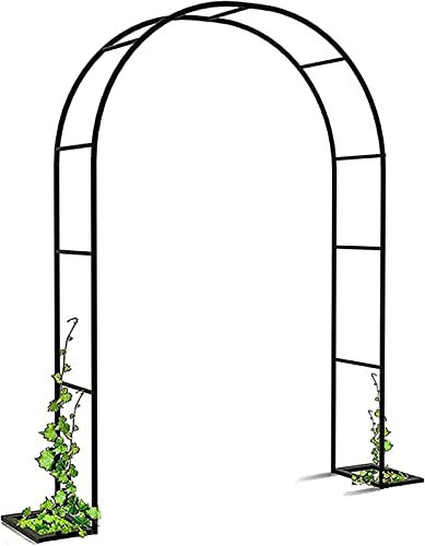 JUNNIU Gartenbogen Aus Metall, Rosenbogen Torbogen, Rosenbögen Für Rosen Und Kletterpflanzen, Pflanzen Zur Unterstützung, Freistehend Rosengestell Für Klettern Von Weinreben Schwarz,2.2x2.2m