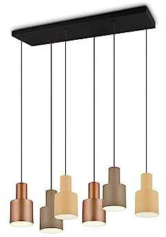 Balkenpendelleuchte aus Metall mit sechs Lampenschirmen Multicolor