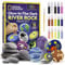 National Geographic Kit de peinture phosphorescente sur roche – Kit d'art et d'artisanat pour enfants, décorez 15 rochers de rivière avec 15 couleurs de peinture et plus de fournitures artistiques,