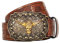 Eohak Herren-Western-Cowboy-Gürtel – Longhorn-Bull-Pattern-Schnalle, Blumen-Gravur, Schnalle, Gürtel passend für Taille 63,5 cm bis 96,5 cm, Braun, Fit Waist 25-30 in