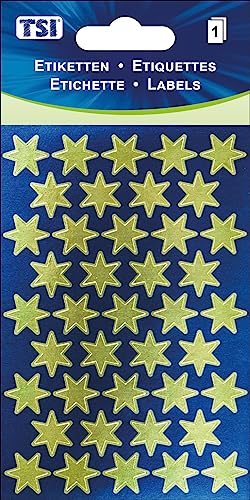 TSI Sticker Etiketten Goldene Sterne, Druck auf Papier, Inhalt: 1 Blatt, Art. Nr. 55320