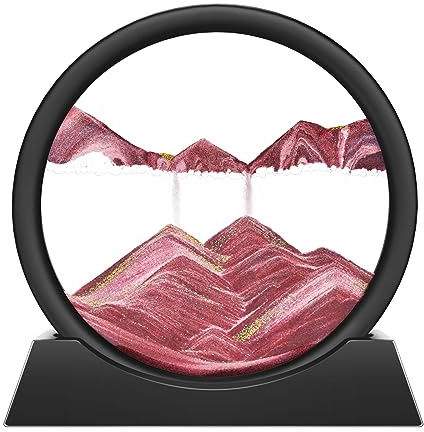 Wai Danie Tableau rotatif avec paysage de sable en 3D, décor fonds marins, fluide, sablier décoratif esthétique pour bureau, salon, pour adultes et enfants (couleur caramel, 7'')