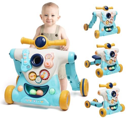 Laufwagen, 3-in-1 Baby Spiel Laufwagen, Abnehmbarer Baby Walker mit Lerninhalten, Musik Für Kinder ab 6 Monaten, Lauflernwagen Geschenke für Babys