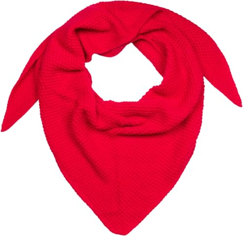 styleBREAKER Damen XXL Strick Dreieck Schal Einfarbig mit Reiskorn Strickmuster, Warmes Herbst Winter Maxi Dreieckstuch 01020048, Farbe:Rot