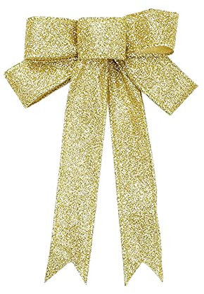Nœud de Noël - Décorations d'extérieur - 23 cm - Grand nœud cylindrique de sapin de Noël - Ruban en velours avec bordure dorée à paillettes - Pour maison de Noël, décoration de porte d'entrée - Robe