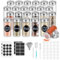 FRIBERG Pots à épices ronds en verre, 120 ml, avec couvercles en acier inoxydable, lot de 24, pots à épices de cuisine, entonnoir inclus, brosse de nettoyage, stylo et autocollants