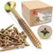 LUN FIX Universalschraube 5,0x60 mm - 200 Stück |Kreuzschlitz PZ2 | Senkkopf | Holzschrauben | GelbVerzinkt | Mehrzweckschrauben| Kreuzschlitzschrauben