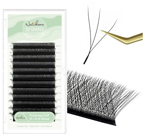 Natuhana Eyelash Extensions W Shaped Clover Easy Fan Premade Volume Lash Extensions 3D 4D 5D 6D 7D 8D 0.07mm C/D/L/LU Curl 8-15mm Mixed Automatic Blooming Lashes