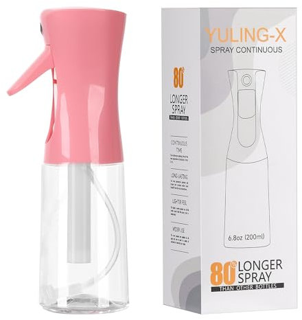 YULING-X Beauty spray bottle, nano mist continuous spray bottle – used for hair design, plants, cleaning, hair care and skin care, etc. – empty, reusable (Pink)