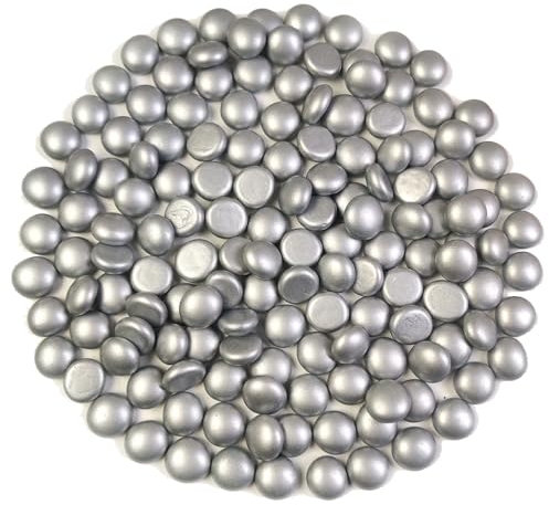 HappyFiller 170 Pcs 0.6 inch Mini Silver Glass Gems Stones Pebble Decorative Flat Marbles Vase Fillers for Table Scatters,Wedding Centerpieces Party Decoration,Candle Holder,Arts Crafts,1 LB