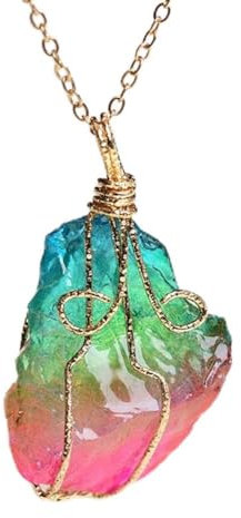 HEARSO Colgante de Roca Chapado en Cristal Natural, espécimen, joyería Reiki, Piedra, baratija for Mujer, Regalo de Recuerdo, Hermoso Cristal