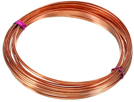 PATIKIL 99.9% Half Hard Copper Wire, 1Pcs 15Gauge/1.5 * 0.6mm Diameter 6m/19.68ft Half Round Spool Pure Copper Craft Wire for Jewelry Making Beading Garden Plants