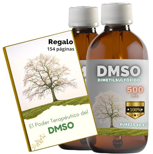 2 x DMSO QWell® 500 ml 99,9 % Reinheit pH Eur + Geschenk der ultimativen DMSO Guide | verpackt in 2 Braunglasflaschen | mit Sicherheitsverschluss, Tropfer und Dosierbecher als Geschenk