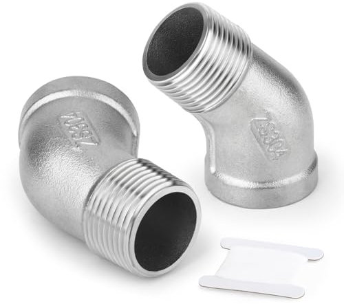 ERGAOBOY 2 pezzi da 1/2 BSP filettatura femmina a 1/2 filettatura maschio, raccordo a 45 gradi in acciaio inox 304, Frizione a croce a 4 vie