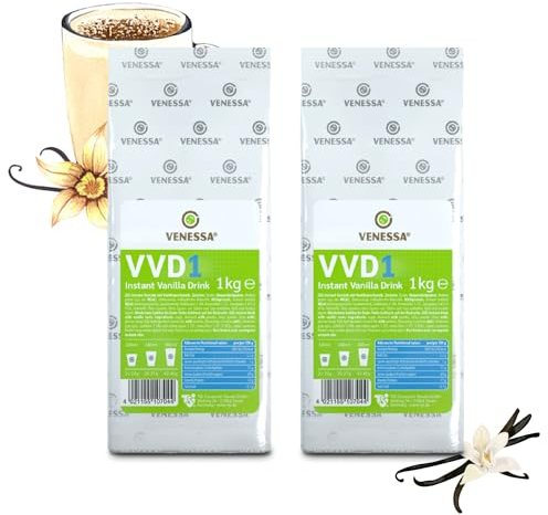 VENESSA Vanilla Drink VVD 1 mit Vanillenote 2 x 1kg - Aromatisch Cremig Löslich, Vanillemilchpulver für Alle Kaffeevollautomaten Büro Vending & Office