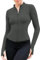 EFFAN Sportjacke Damen Yoga Shirt Kleidung Sportbh Fitness Laufshirt Langarm Mom Pilates Jogging Gym Jacke Clothes Sportklamotten Oberteil Dunkelgrau XS