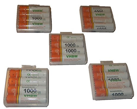 vhbw 20x AAA Micro Akku kompatibel mit Samsung Gigaset C300A, C430A, C430 schnurlos Festnetz Telefon (1000 mAh, 1,2 V, NiMH) Orange Weiß