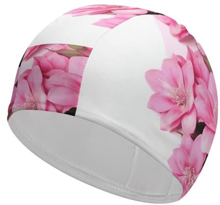 Bonnet de bain à fleurs roses respirant haute élasticité bonnet de bain doux antidérapant pour homme et femme