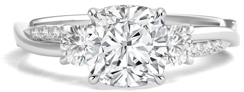 Molioaki 3 Edelsteine Verlobungsring Damen 925 Sterling Silber Eheringe Frauen Ringe 1.28-3.28 ct 5A Zirkonia Personalisierte Individuelle Gravur Ring