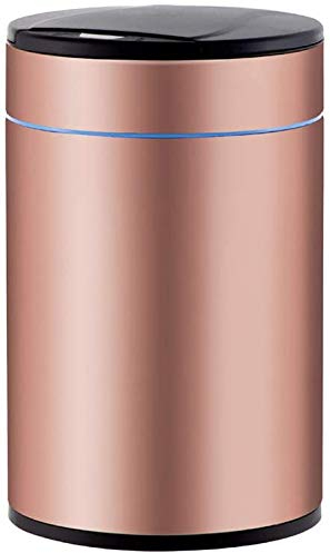 WYRMB Trash BinStainless Steel Trash Can Round Usb Rechargeable Smart Waste Bin With Lid And 3 Sensor Modes For Bathroom，Rose Gold-10L