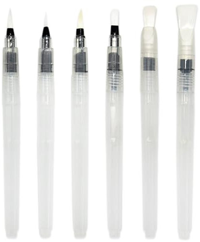 6 Pcs Watercolor Brush Pens Set,Reusable Water-Base Paint Brushes,Painting for Water Soluble Colored Pencils, Water Color Markers, Powdered Pigment Watercolor Paints, Back to School Art Supplies