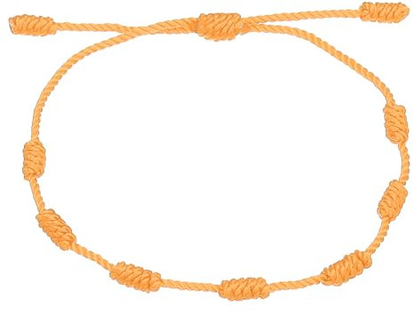 PATIKIL Bracelet 7 Noeud, Fait Main Réglable Cordon Protection Bonne Chance Cordon Tressé Bracelet pour Femmes Hommes Cadeau Breloque, Orange