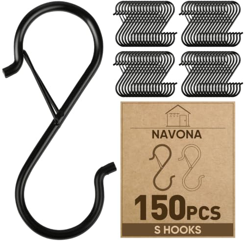 150 Pcs S Hooks for Hanging Heavy Duty, Metal S Hook with Safety Buckle
