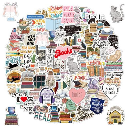Bieiyhe 100 Piezas Pegatinas Ordenador,Pegatinas de Lectura Vintage,Pegatinas Funda Movil, Sticker Book Aesthetic,Pegatinas Literarias,Pegatinas de Vinilo Impermeable para Laptop Teléfono