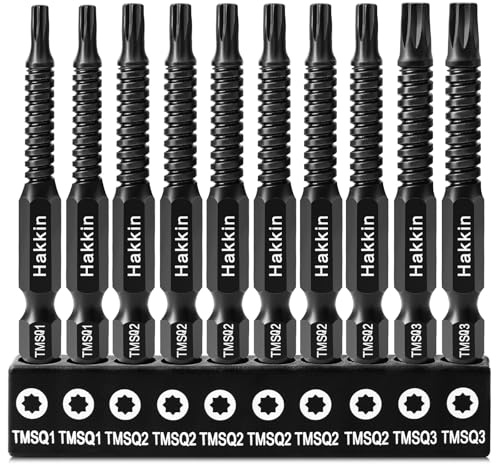 Double Square 8 Point Star Bit Set, Hakkin 10Pcs 60mm S2 Steel 8 Spline Torx Bit Set 2 Square Fastener Drive Bits Set Size #1, #2, #3
