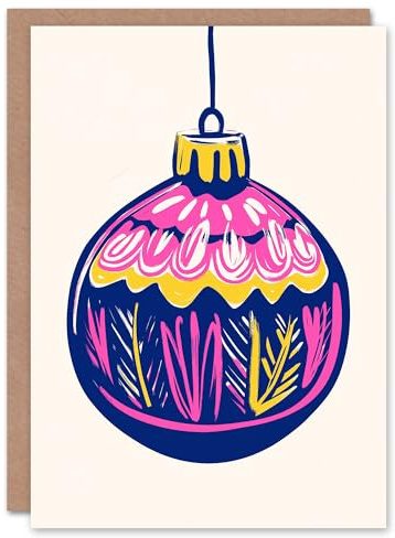 Wee Blue Coo Tree Bauble Ornament Pink Purple Yellow Fun Xmas Art Blank For All Christmas Card
