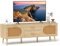COSTWAY TV Stand for TVs up to 65 Inches, 150cm TV Cabinet Media Entertainment Center with Rattan Doors and Storage Drawers, 6 Solid Wood Legs TV Unit Console Table for Living Room Bedroom, Natural