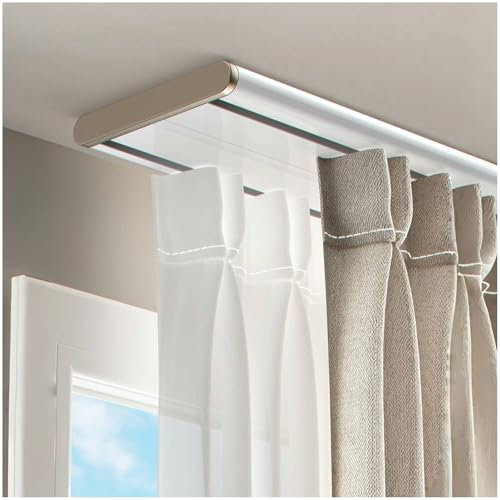 Vorhangschiene 2 läufig | Gardinenschiene Deckenmontage | Vorhangstange doppelläufig | Inkl. Befestigungsmaterial | Gardinenstange Gardinen Vorhänge für Deckenmontage(3.0m/9.8FT(2 * 1.5m))