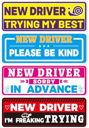 4 St Magnet Fahranfänger für Auto, 23x8cm Reflektierendes Magnetisches Fahrschüler-Schild für Stoßstangen-Sicherheitswarnaufkleber für Fahranfänger und Autofahrer